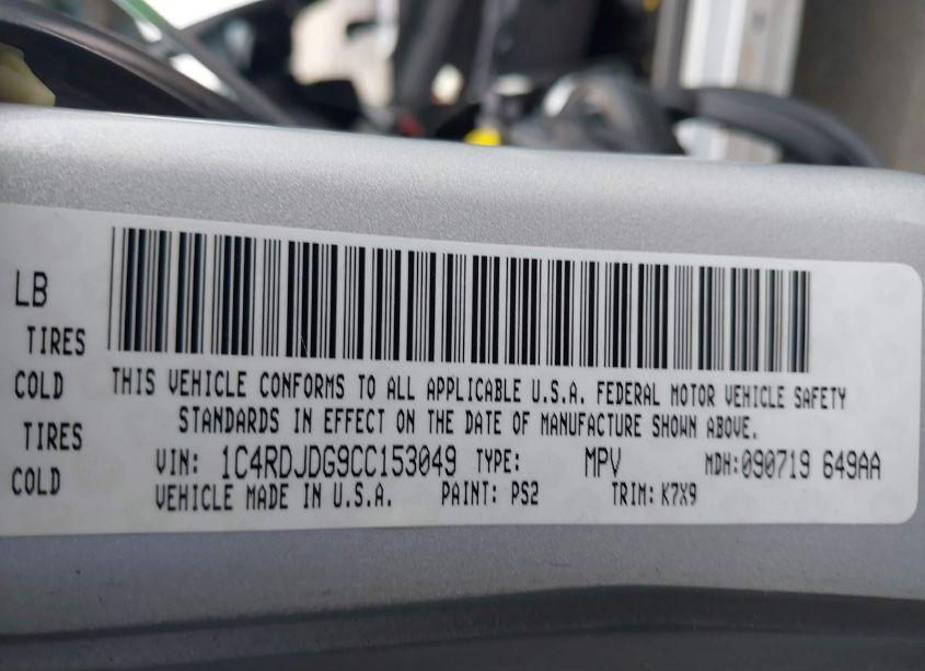 Photo 9 of 2012 Dodge Durango CREW (VIN 1C4RDJDG9CC153049)