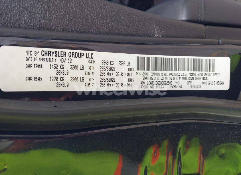 Photo 9 of 2013 Dodge Durango CREW (VIN 1C4RDJDG9DC602506)