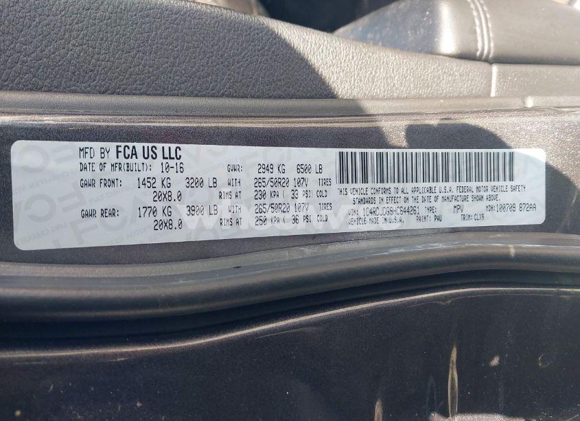 Photo 9 of 2017 Dodge Durango GT AWD (VIN 1C4RDJDG9HC644261)