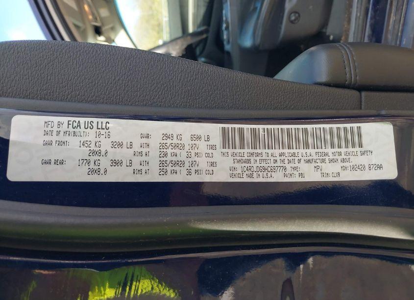 Photo 9 of 2017 Dodge Durango GT AWD (VIN 1C4RDJDG9HC697770)