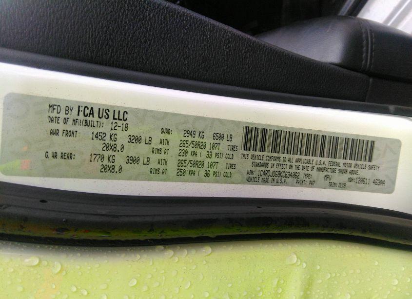 Photo 9 of 2019 Dodge Durango GT PLUS AWD (VIN 1C4RDJDG9KC634062)