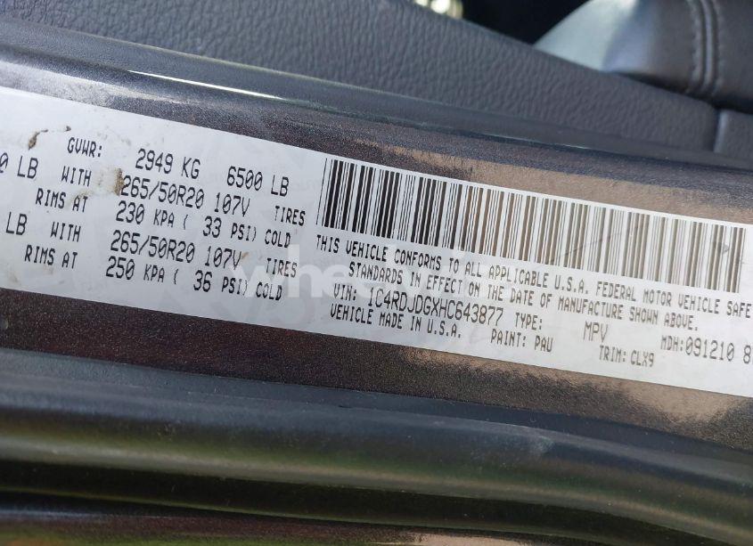 Photo 9 of 2017 Dodge Durango GT AWD (VIN 1C4RDJDGXHC643877)