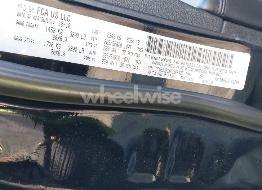 Photo 9 of 2019 Dodge Durango GT PLUS AWD (VIN 1C4RDJDGXKC560425)