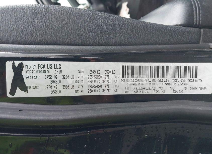 Photo 9 of 2019 Dodge Durango GT PLUS AWD (VIN 1C4RDJDGXKC585759)