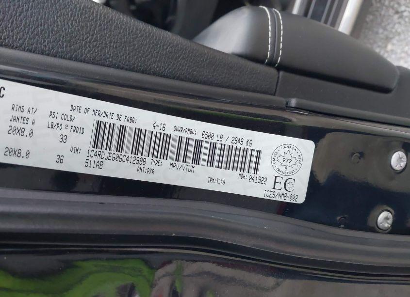 Photo 9 of 2016 Dodge Durango CITADEL (VIN 1C4RDJEG0GC412998)