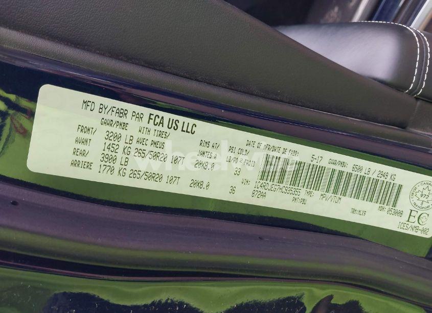 Photo 9 of 2017 Dodge Durango CITADEL (VIN 1C4RDJEG7HC935355)