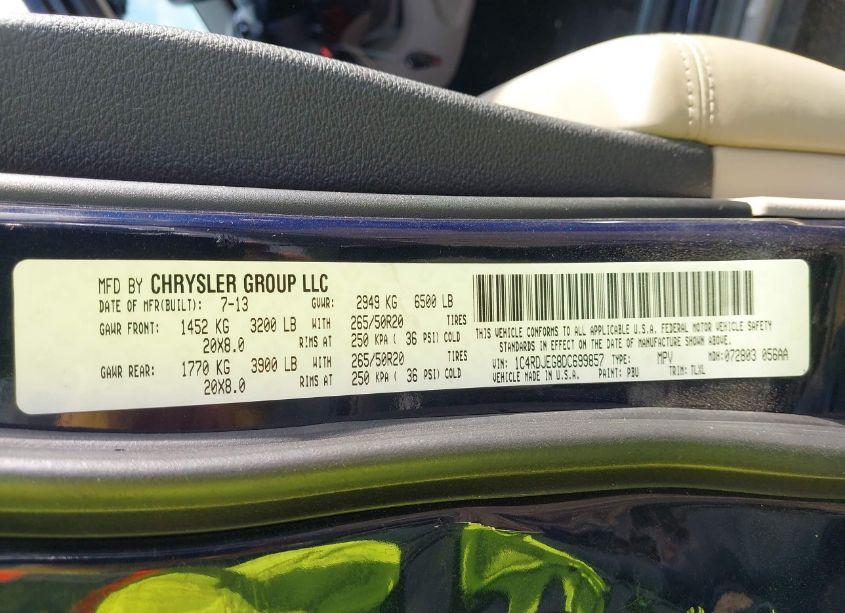 Photo 9 of 2013 Dodge Durango CITADEL (VIN 1C4RDJEG8DC699857)