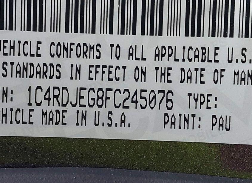 Photo 9 of 2015 Dodge Durango CITADEL (VIN 1C4RDJEG8FC245076)