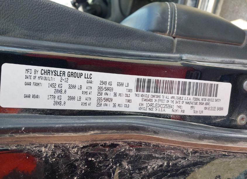 Photo 9 of 2012 Dodge Durango CITADEL (VIN 1C4RDJEGXCC252641)