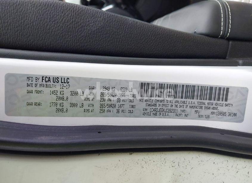 Photo 9 of 2018 Dodge Durango CITADEL AWD (VIN 1C4RDJEGXJC262311)