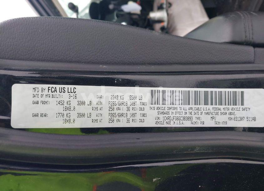 Photo 9 of 2016 Dodge Durango SPECIAL SERVICE (VIN 1C4RDJFG6GC383893)