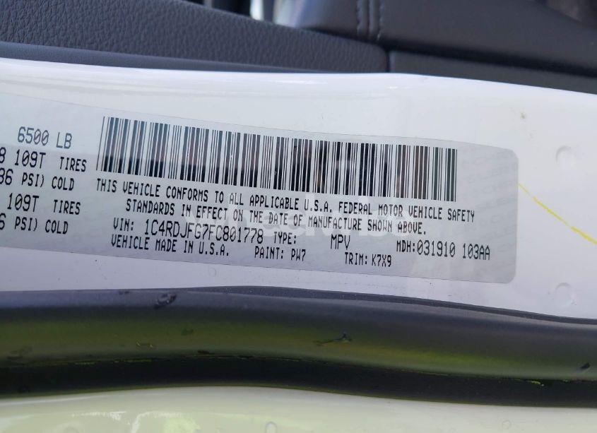 Photo 9 of 2015 Dodge Durango SPECIAL SERVICE (VIN 1C4RDJFG7FC801778)