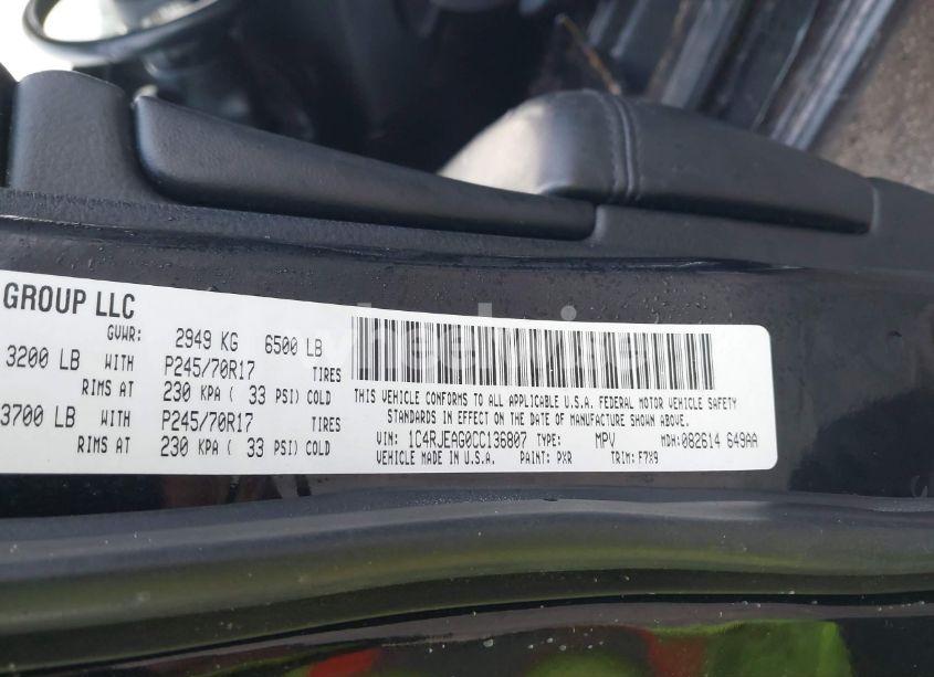 Photo 9 of 2012 Jeep Grand CHEROKEE LAREDO (VIN 1C4RJEAG0CC136807)