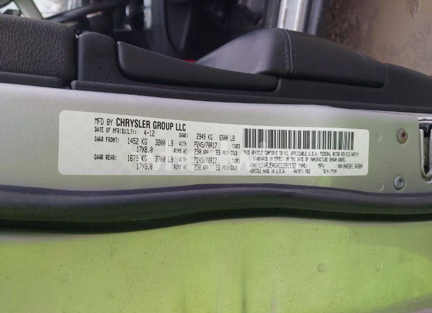 Photo 9 of 2012 Jeep Grand CHEROKEE LAREDO (VIN 1C4RJEAG0CC291132)