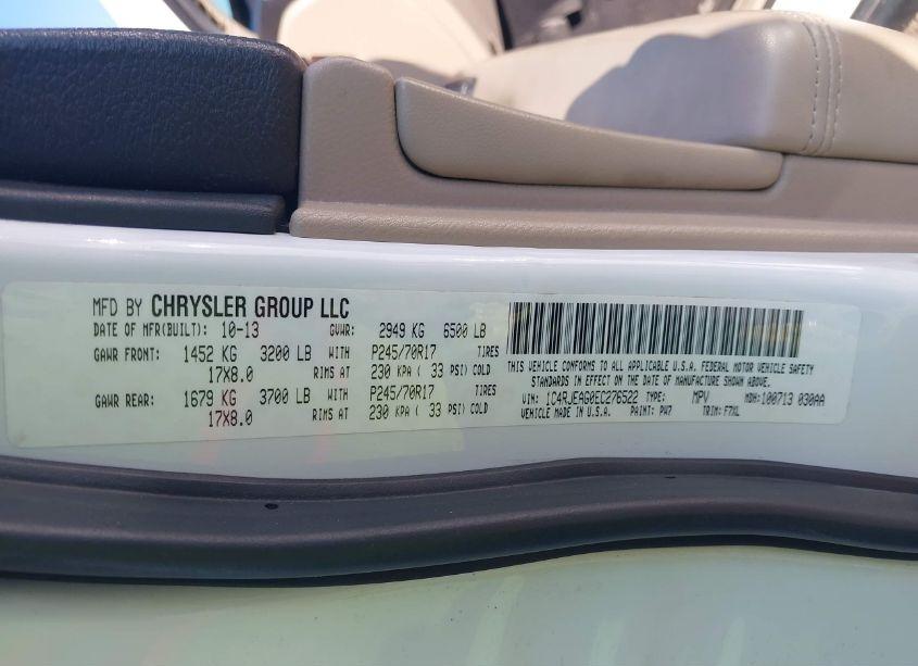 Photo 9 of 2014 Jeep Grand CHEROKEE LAREDO (VIN 1C4RJEAG0EC276522)