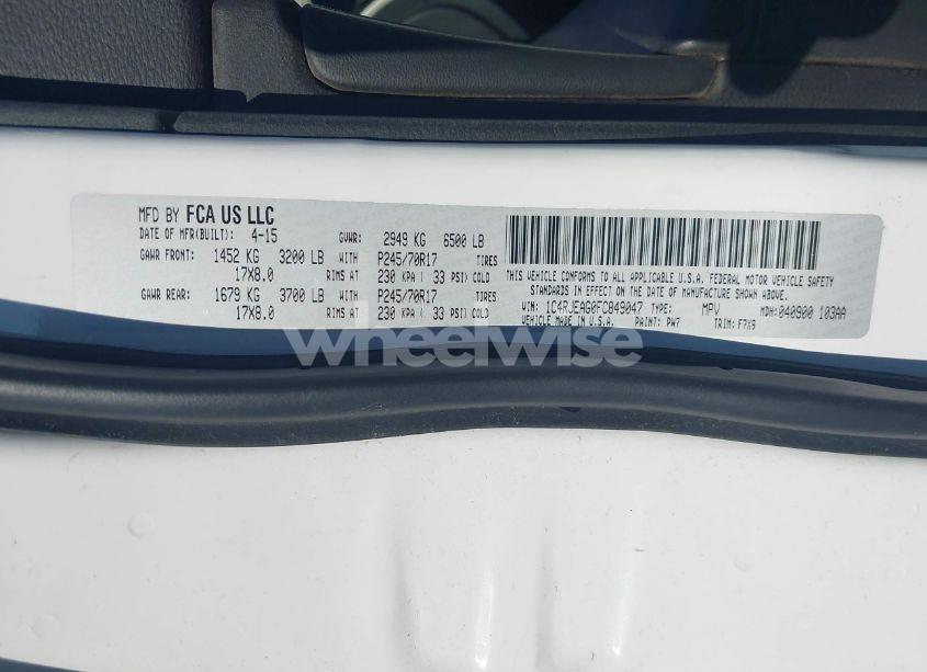 Photo 9 of 2015 Jeep Grand CHEROKEE LAREDO (VIN 1C4RJEAG0FC849047)