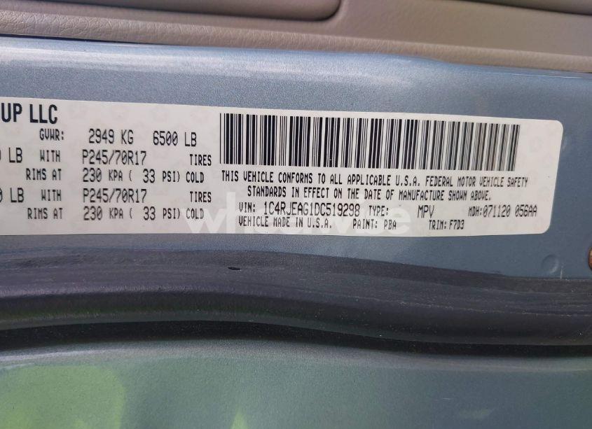 Photo 9 of 2013 Jeep Grand CHEROKEE LAREDO (VIN 1C4RJEAG1DC519298)