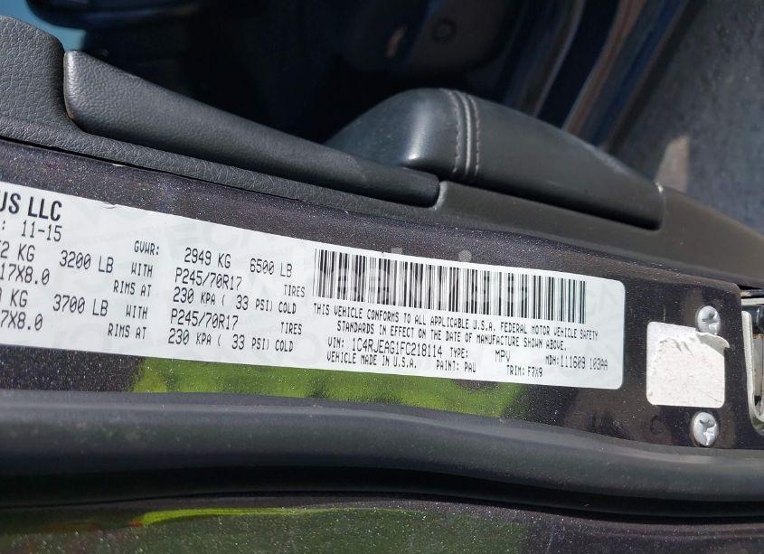 Photo 9 of 2015 Jeep Grand CHEROKEE LAREDO (VIN 1C4RJEAG1FC218114)