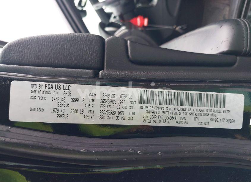 Photo 9 of 2018 Jeep Grand CHEROKEE ALTITUDE 4X2 (VIN 1C4RJEAG1JC430441)