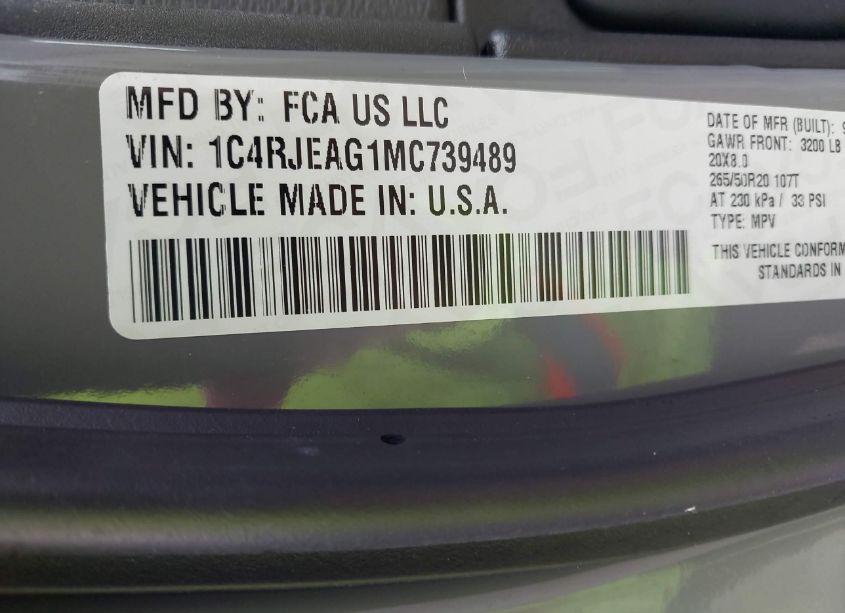 Photo 9 of 2021 Jeep Grand CHEROKEE LAREDO X 4X2 (VIN 1C4RJEAG1MC739489)