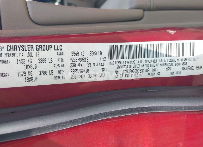 Photo 9 of 2013 Jeep Grand CHEROKEE LAREDO (VIN 1C4RJEAG2DC534182)