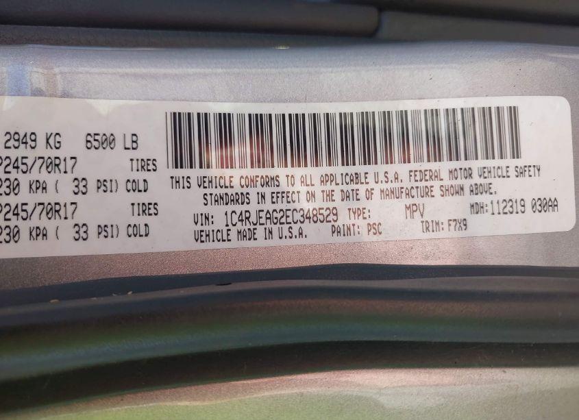 Photo 9 of 2014 Jeep Grand CHEROKEE LAREDO (VIN 1C4RJEAG2EC348529)