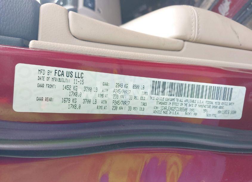 Photo 9 of 2015 Jeep Grand CHEROKEE LAREDO (VIN 1C4RJEAG2FC199508)