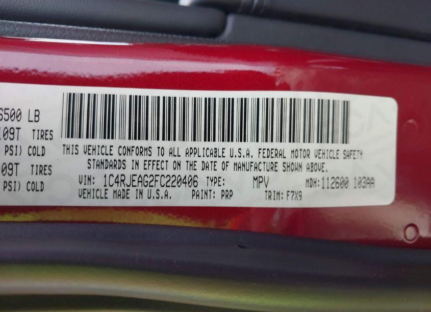 Photo 9 of 2015 Jeep Grand CHEROKEE LAREDO (VIN 1C4RJEAG2FC220406)