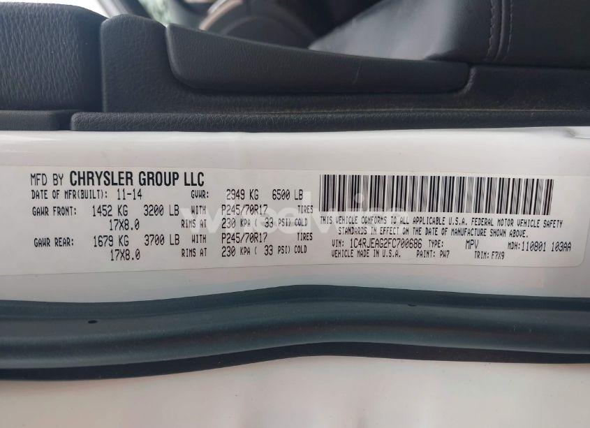 Photo 9 of 2015 Jeep Grand CHEROKEE LAREDO (VIN 1C4RJEAG2FC700686)