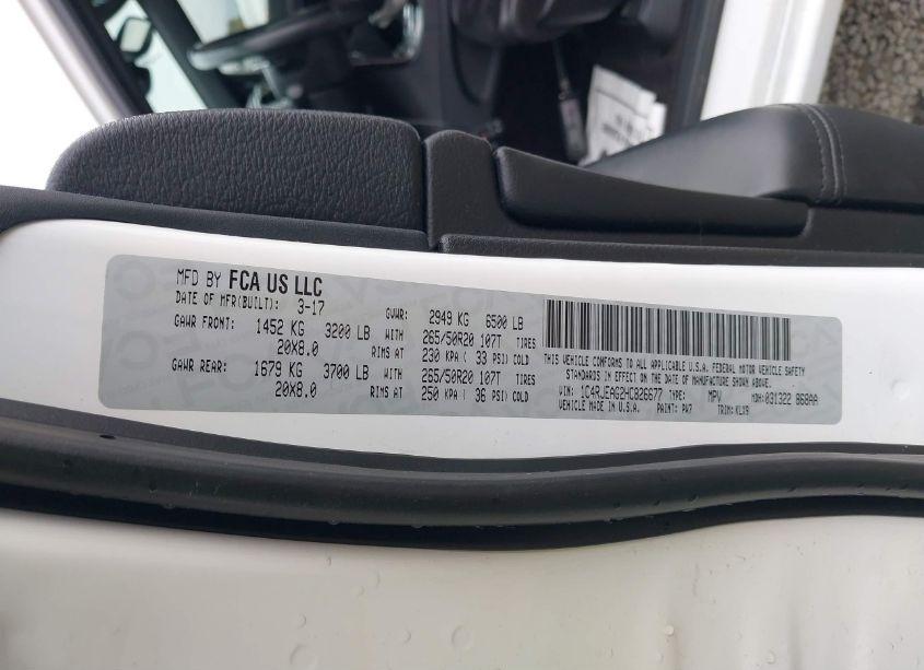 Photo 9 of 2017 Jeep Grand CHEROKEE ALTITUDE 4X2 (VIN 1C4RJEAG2HC826677)