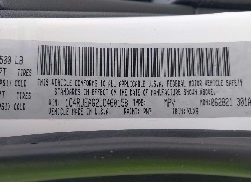 Photo 9 of 2018 Jeep Grand CHEROKEE ALTITUDE 4X2 (VIN 1C4RJEAG2JC460158)