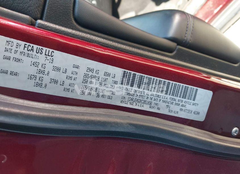 Photo 9 of 2019 Jeep Grand CHEROKEE LAREDO E 4X2 (VIN 1C4RJEAG2KC851036)