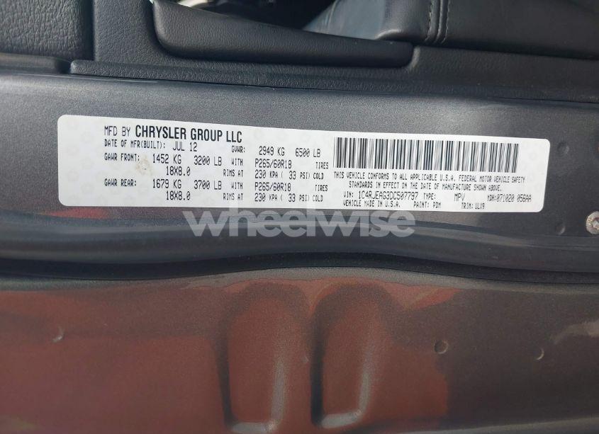 Photo 9 of 2013 Jeep Grand CHEROKEE LAREDO (VIN 1C4RJEAG3DC507797)