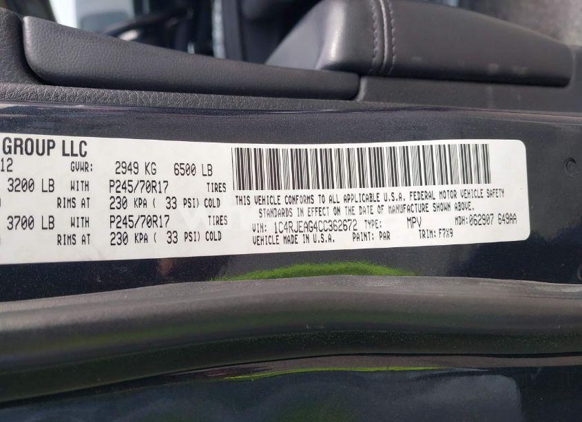 Photo 9 of 2012 Jeep Grand CHEROKEE LAREDO (VIN 1C4RJEAG4CC362672)