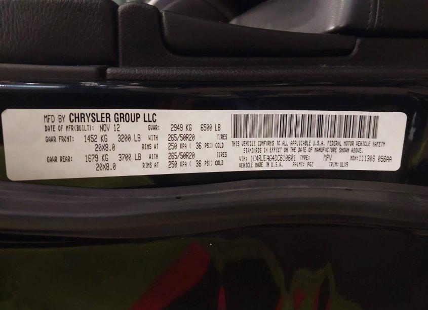 Photo 9 of 2013 Jeep Grand CHEROKEE LAREDO (VIN 1C4RJEAG4DC610601)