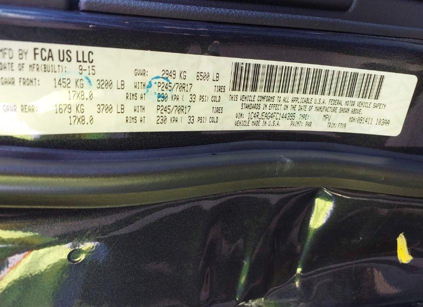 Photo 9 of 2015 Jeep Grand CHEROKEE LAREDO (VIN 1C4RJEAG4FC144395)