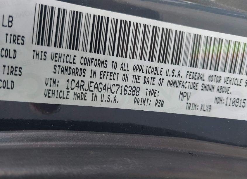 Photo 9 of 2017 Jeep Grand CHEROKEE ALTITUDE 4X2 (VIN 1C4RJEAG4HC716388)