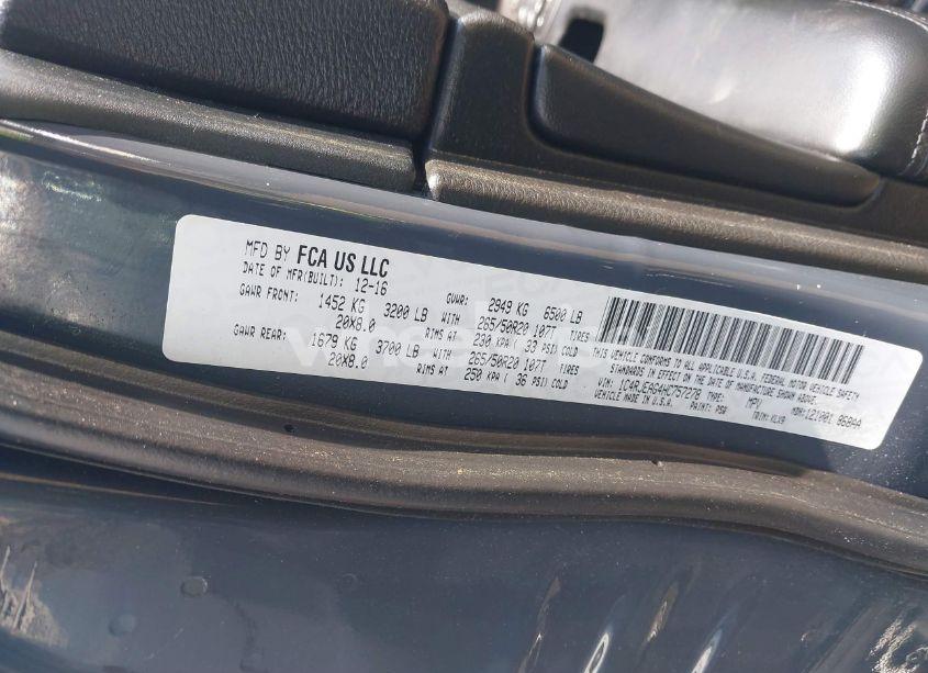 Photo 9 of 2017 Jeep Grand CHEROKEE ALTITUDE 4X2 (VIN 1C4RJEAG4HC757278)