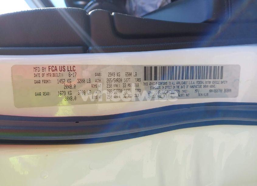 Photo 9 of 2017 Jeep Grand CHEROKEE ALTITUDE 4X2 (VIN 1C4RJEAG4HC952779)