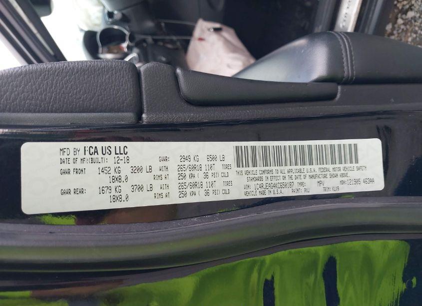 Photo 9 of 2019 Jeep Grand CHEROKEE LAREDO E 4X2 (VIN 1C4RJEAG4KC650187)