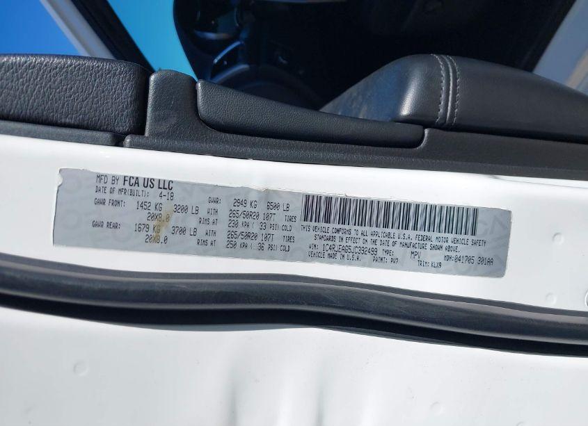 Photo 9 of 2018 Jeep Grand CHEROKEE ALTITUDE 4X2 (VIN 1C4RJEAG5JC392499)