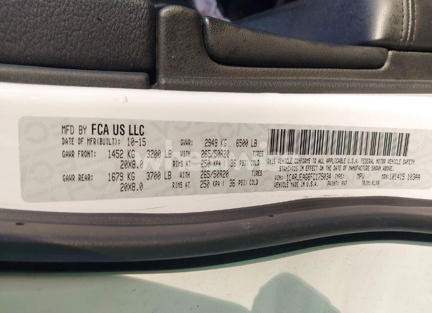 Photo 9 of 2015 Jeep Grand CHEROKEE ALTITUDE (VIN 1C4RJEAG6FC175034)