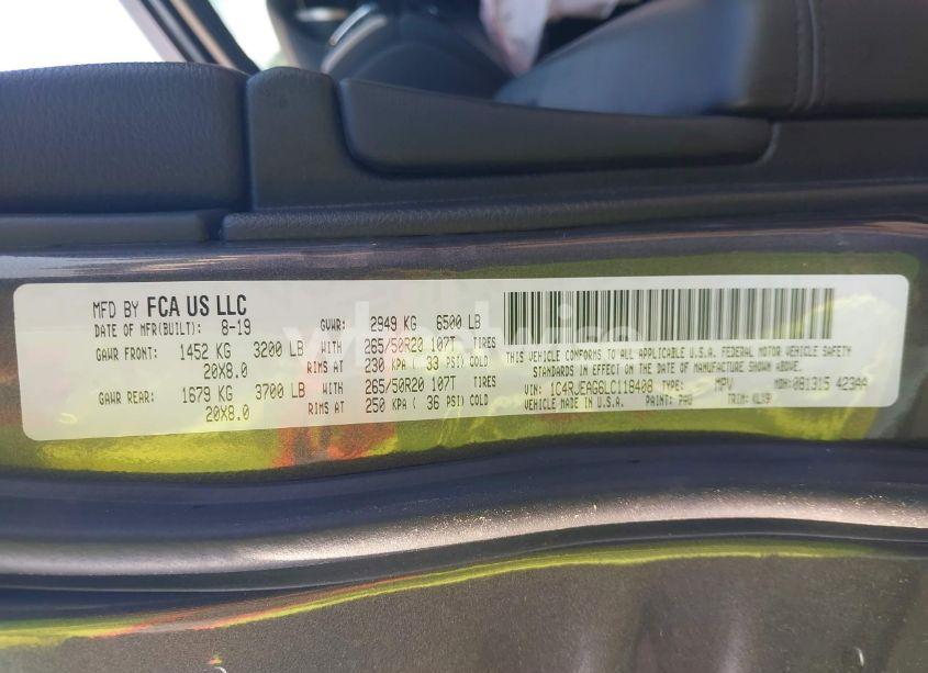 Photo 9 of 2020 Jeep Grand CHEROKEE ALTITUDE 4X2 (VIN 1C4RJEAG6LC118408)