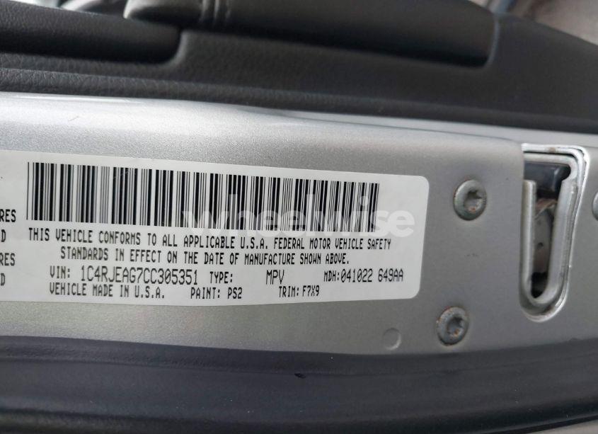 Photo 9 of 2012 Jeep Grand CHEROKEE LAREDO (VIN 1C4RJEAG7CC305351)