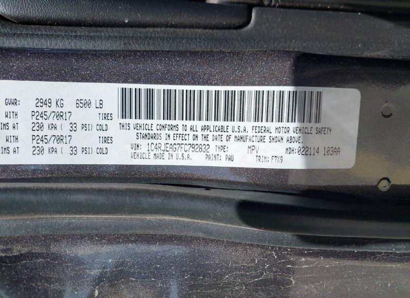 Photo 9 of 2015 Jeep Grand CHEROKEE LAREDO (VIN 1C4RJEAG7FC792832)