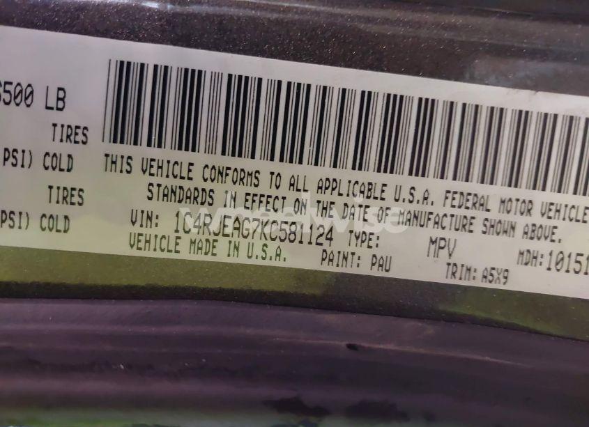 Photo 9 of 2019 Jeep Grand CHEROKEE LAREDO E 4X2 (VIN 1C4RJEAG7KC581124)