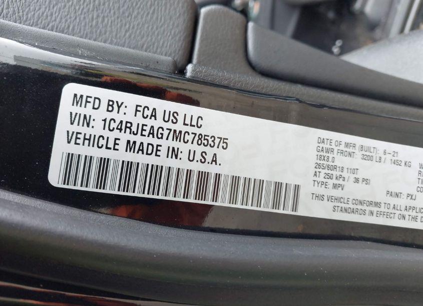 Photo 9 of 2021 Jeep Grand CHEROKEE LAREDO E 4X2 (VIN 1C4RJEAG7MC785375)