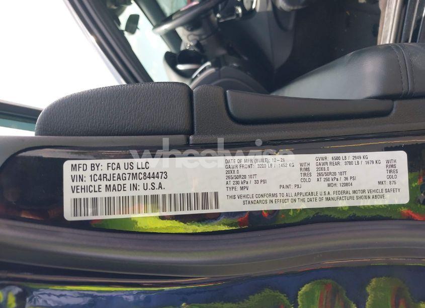 Photo 9 of 2021 Jeep Grand CHEROKEE LAREDO X 4X2 (VIN 1C4RJEAG7MC844473)