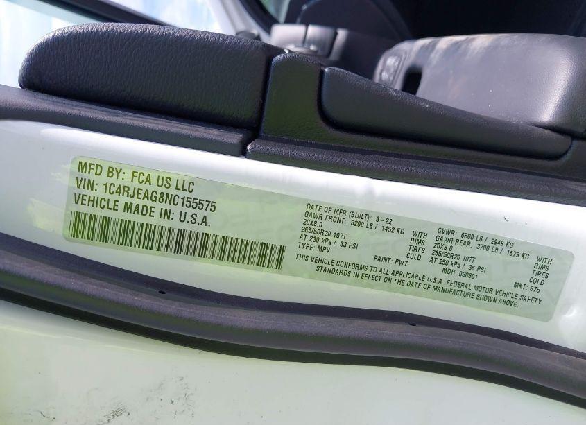 Photo 9 of 2022 Jeep Grand CHEROKEE WK LAREDO X 4X2 (VIN 1C4RJEAG8NC155575)