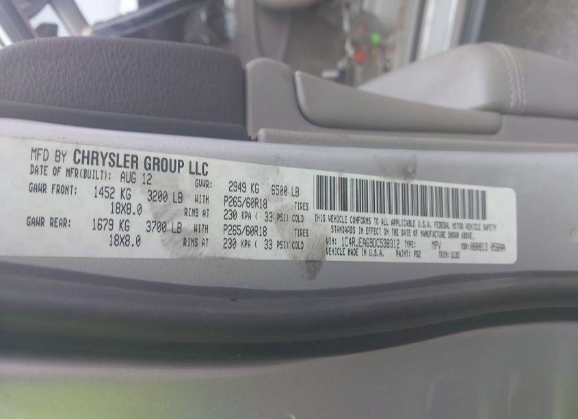 Photo 9 of 2013 Jeep Grand CHEROKEE LAREDO (VIN 1C4RJEAG9DC538312)